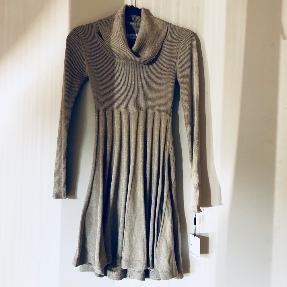 Calvin Klein Gold Sweater Dress